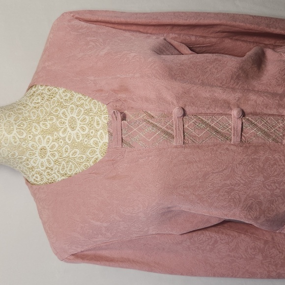 J Jill Women's SZ M Pink Linen Blend Foxglove Long Sleeve Button Up Jacket City - Picture 2 of 14